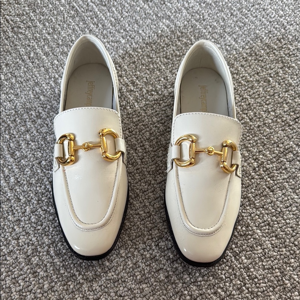 NEW Jeffrey Campbell Cream Horsebit Buckle Loafers 6.5